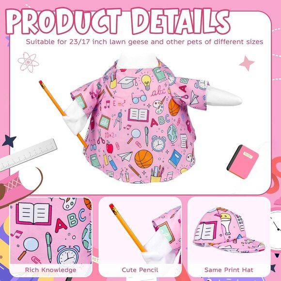 4Pcs Yard Goose Back to School Porch Goose Outfits Geese Clothes Patio Lawn - Picture 2 of 7